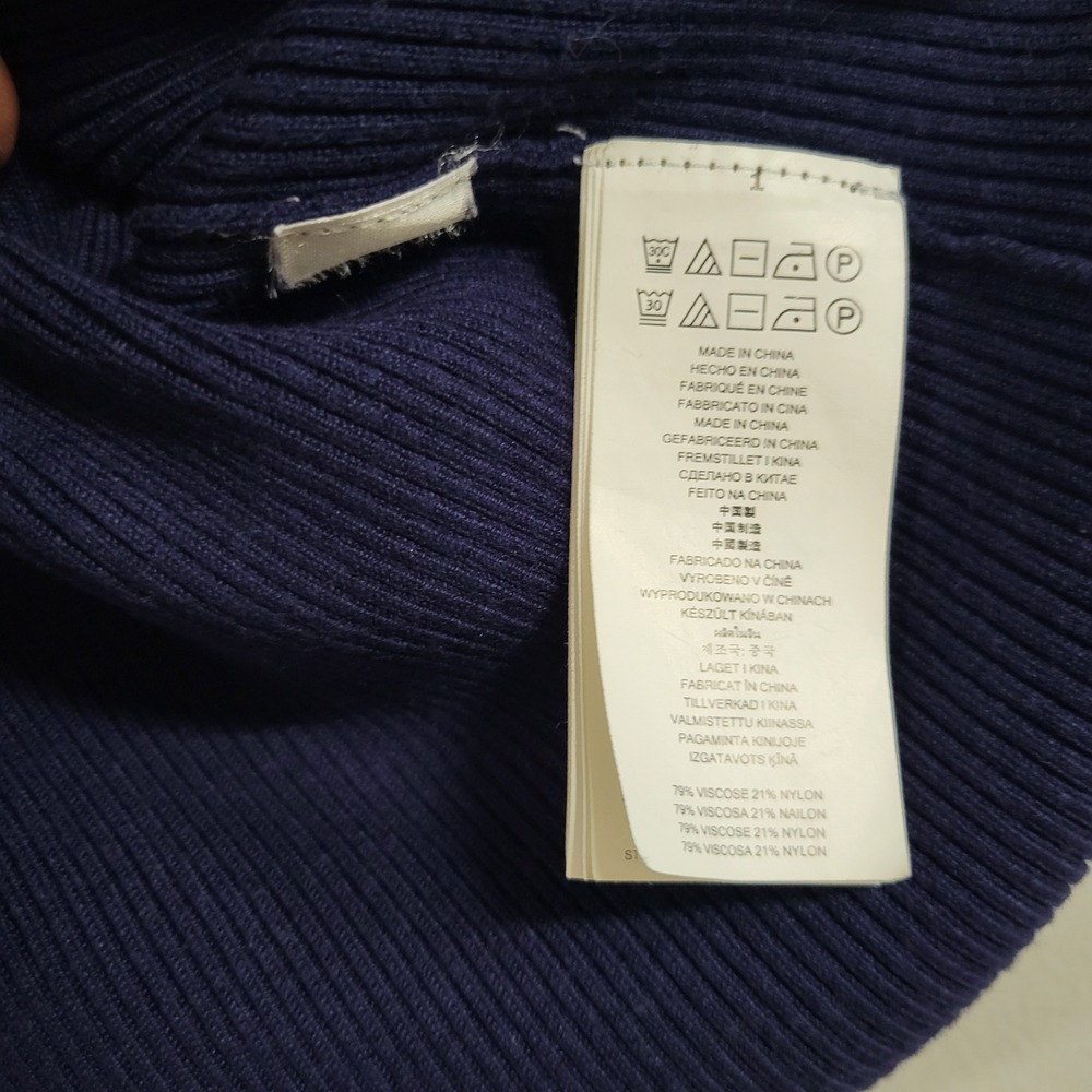 Michael Kors XL Navy Blue‎ Ribbed Knit Cold Shoulder Midi Dress - Picture 8 of 14